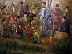 Groupe de musique iranien sous le règne de Naser al-Din Shâh (1886) - peinture de Kamal-ol-molk.