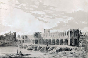 Le pont Khaju en 1840.