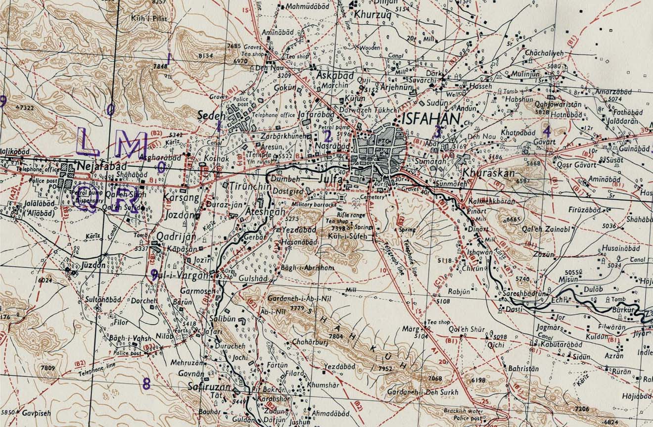 Carte d'Ispahan en 1942.