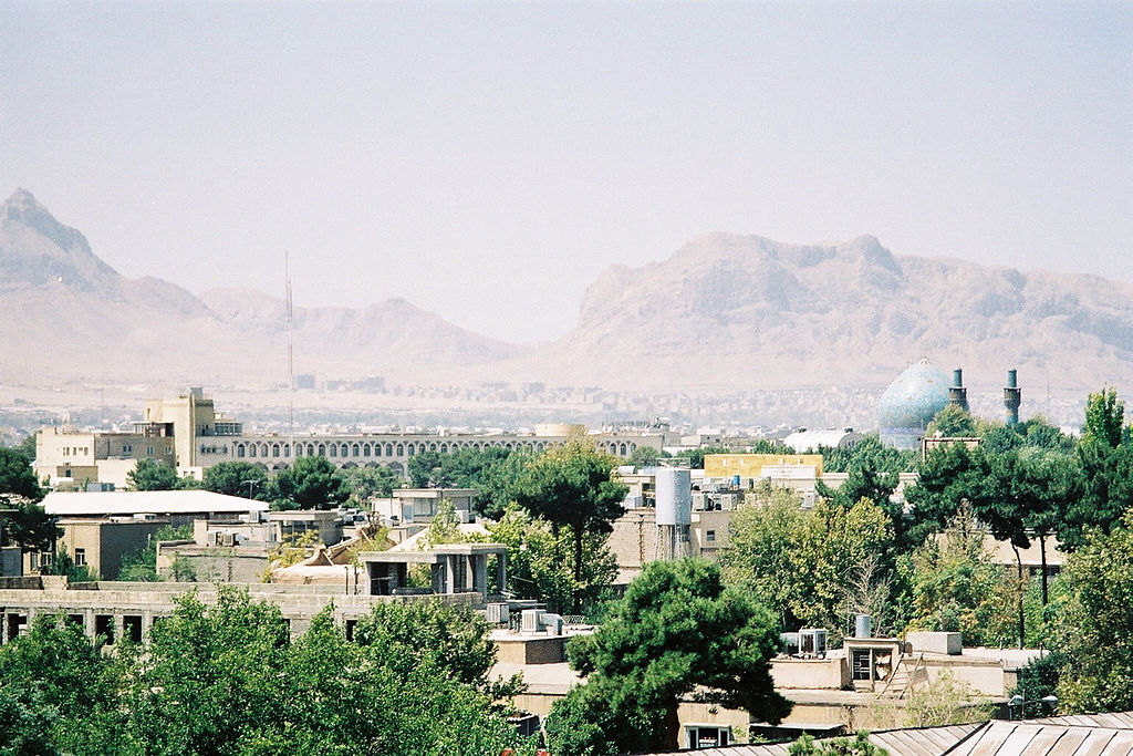 Une partie de la ville d'Ispahan vue depuis le toit du Palais d'Ali Qapu.
