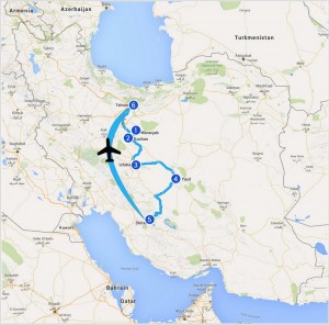 L'itinéraire en Iran