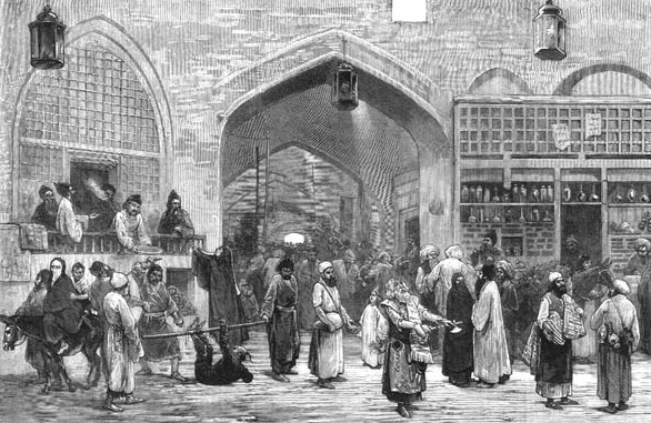 Le bazar de Téhéran, 1873 (auteur inconnu).
